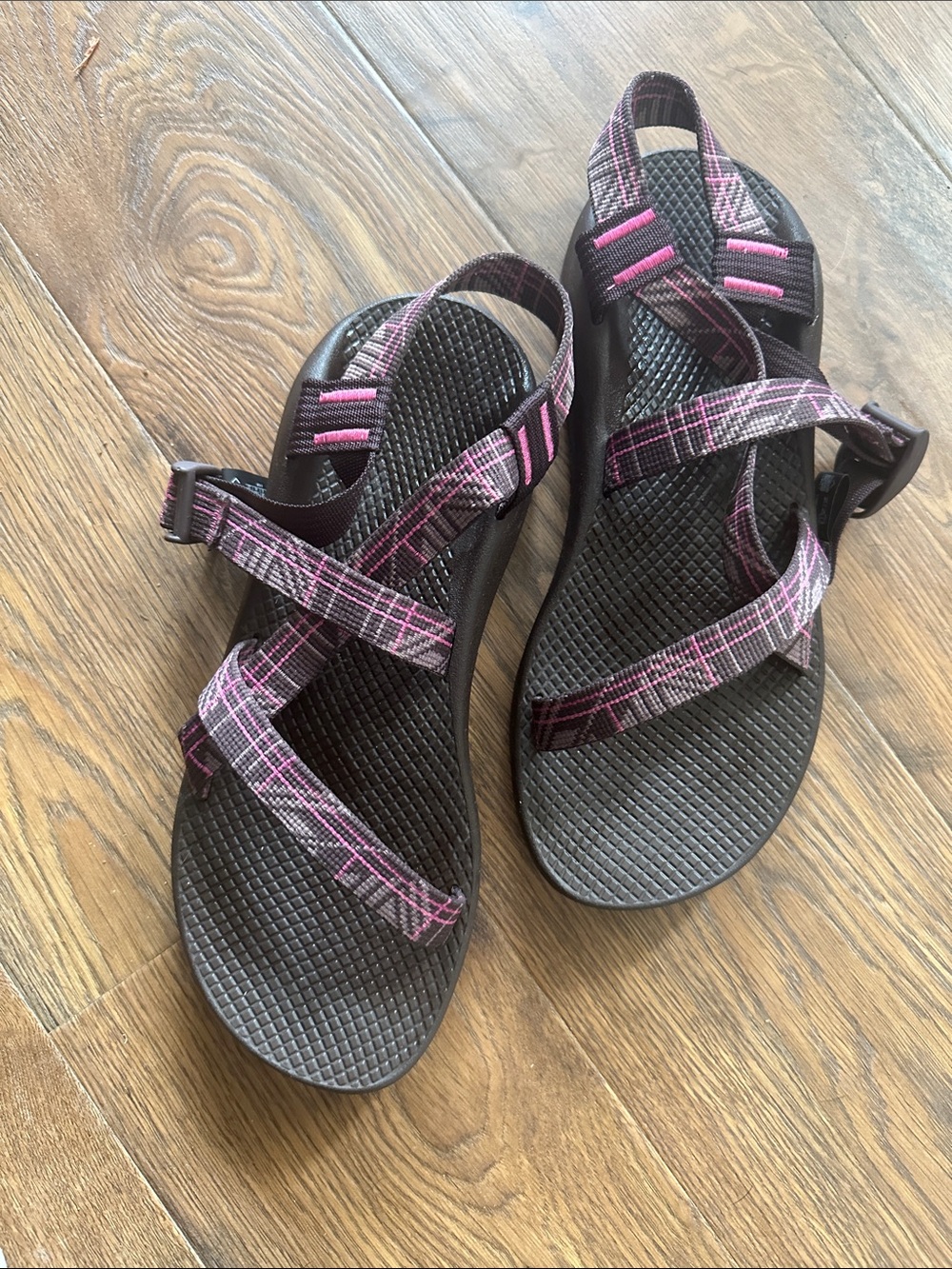 Women’s Chacos with Pink Plaid Straps